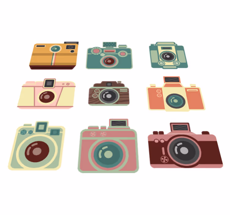 Tappeto vinile sala da pranzo macchine fotografiche vintage - TenStickers