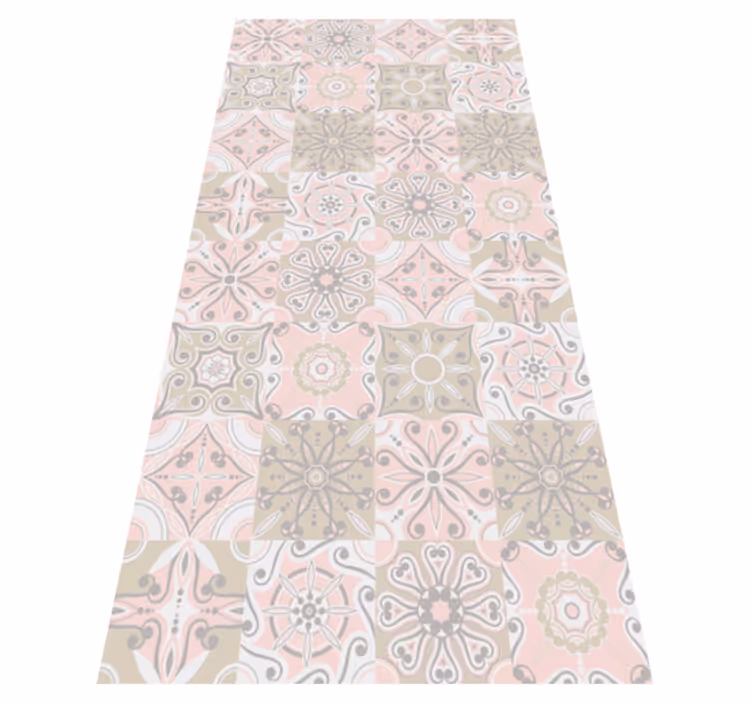 Tappeto pvc cucina piastrelle rosa e grigie - TenStickers
