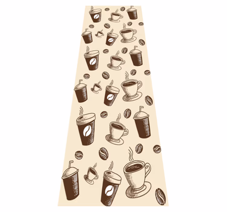Tappeto pvc cucina con motivo chic tazzine caffè - TenStickers