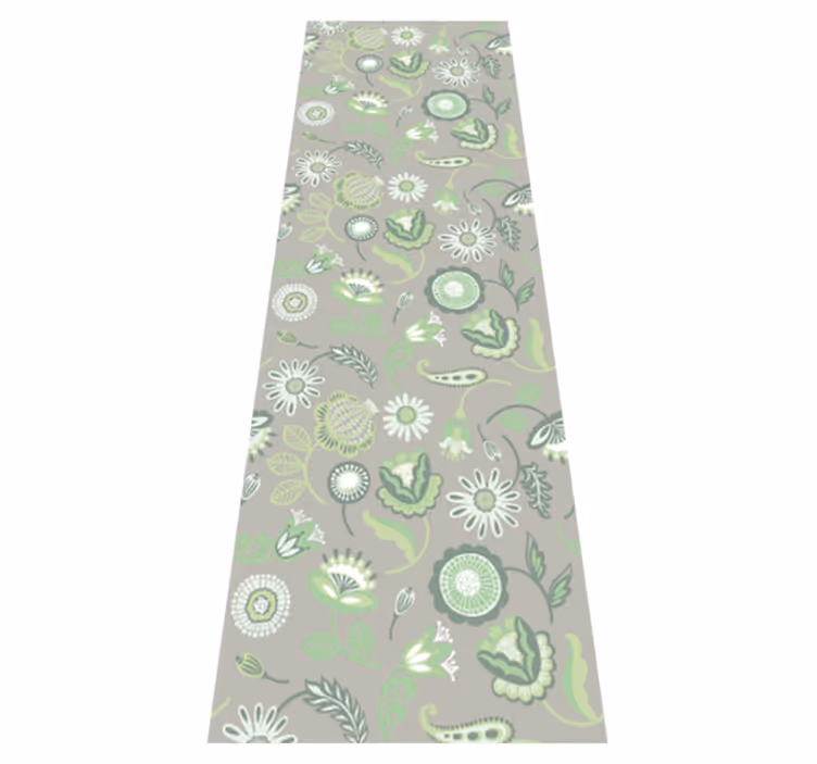 Tappeto pvc cucina motivo fiori verde delicato - TenStickers