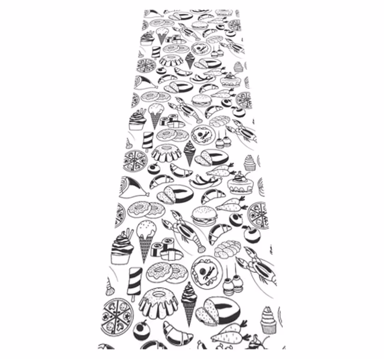 Tappeto pvc cucina motivo doodle cibo - TenStickers
