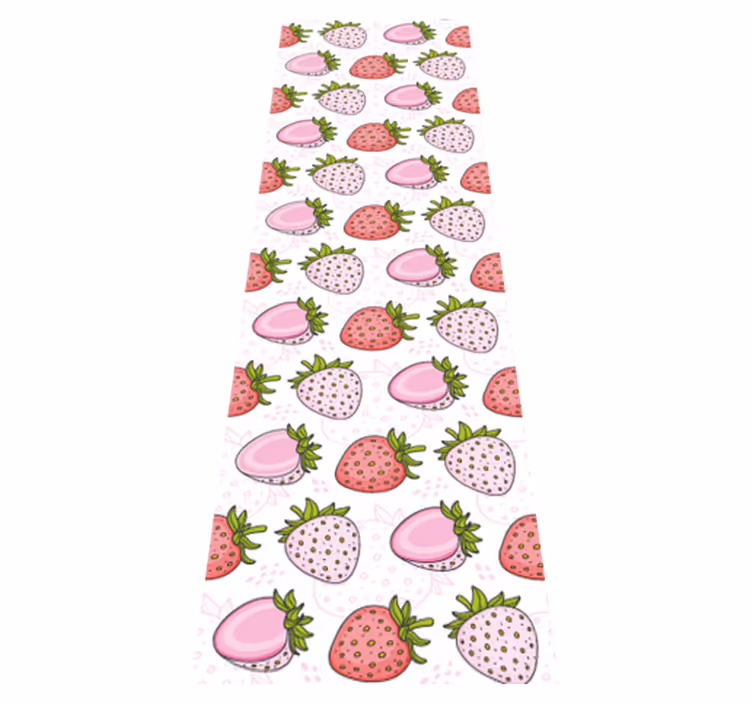 Tappeto pvc cucina fragole rosa e rosse senza cuciture - TenStickers