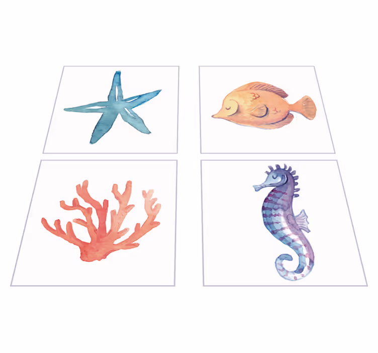 Tappeto vinile bagno animali marini - TenStickers