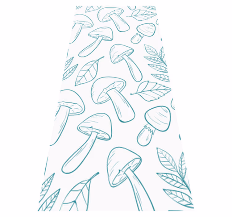 Tappeto vinile fiori motivo funghi blu e bianchi - TenStickers