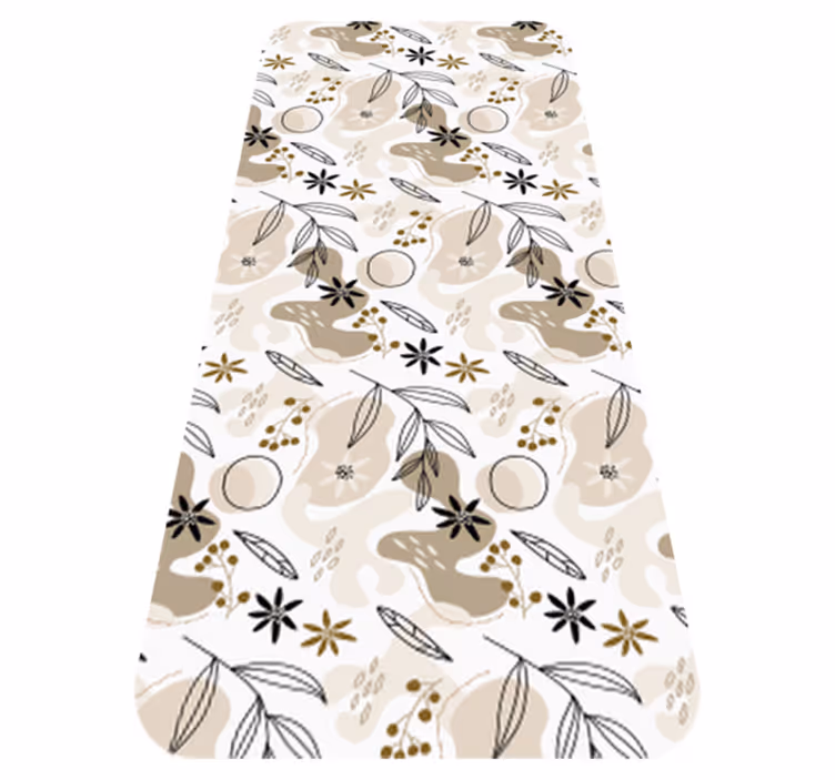 Tappeto vinile fiori motivo elegante foglie rosa e beige - TenStickers