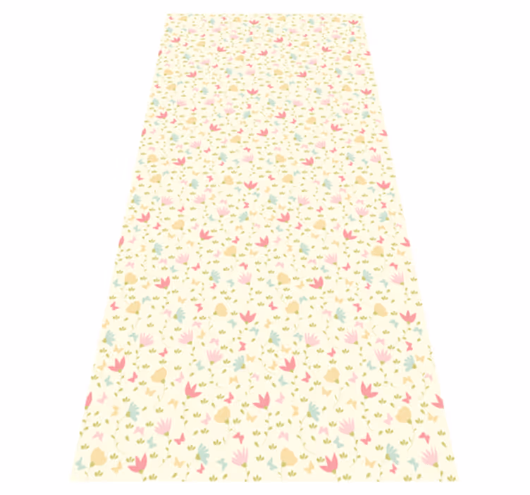 Tappeto vinile fiori fiori e farfalle - TenStickers