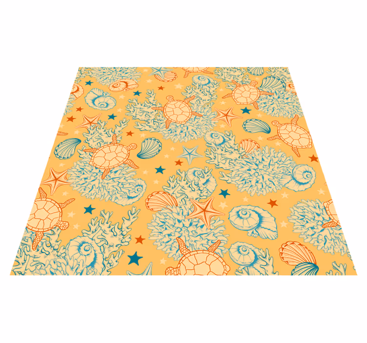 Tappeto vinile fiori coralli e vita marina - TenStickers