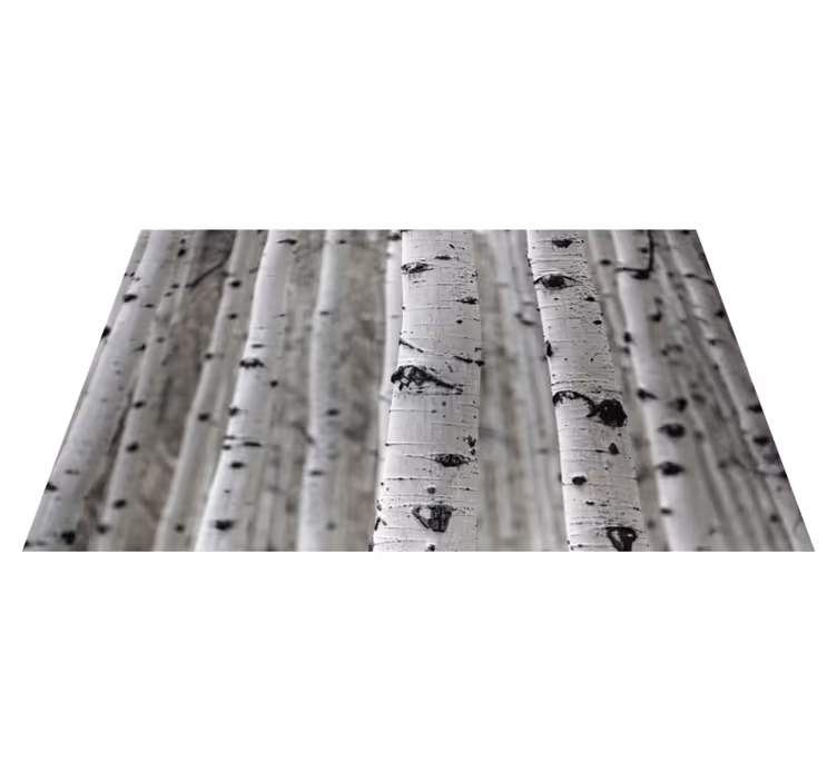 Tappeto vinile fiori scena foresta di betulle - TenStickers