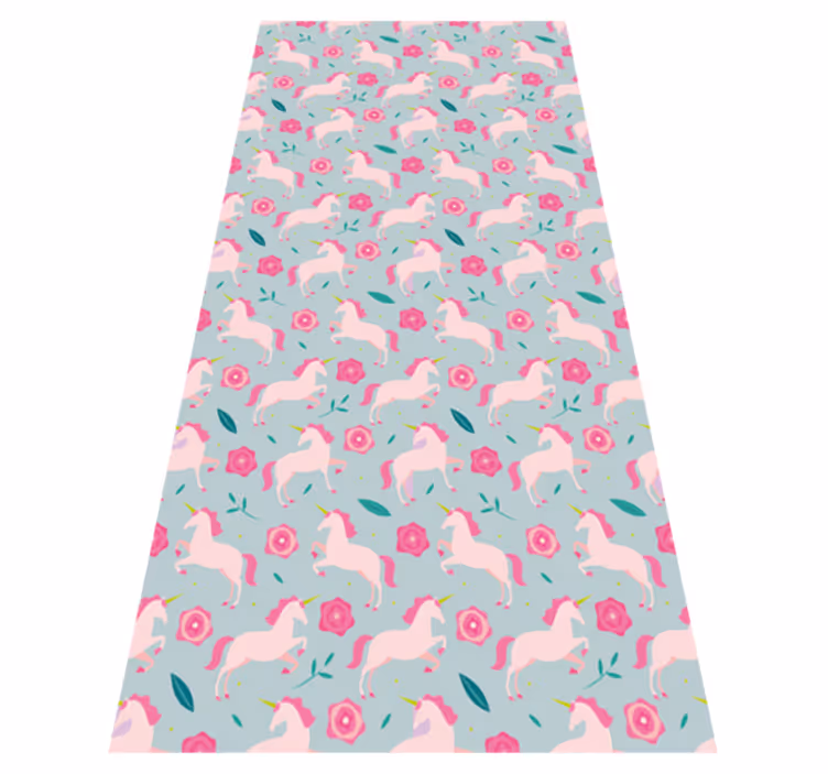 Tappeto vinile per ragazzi con motivo unicorno floreale - TenStickers