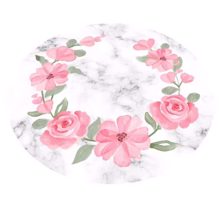 Tappeto vinile camera da letto corone di fiori con marmo - TenStickers