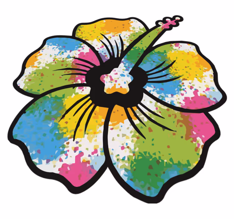 Tappeto vinile camera da letto fiore di ibisco colorato - TenStickers