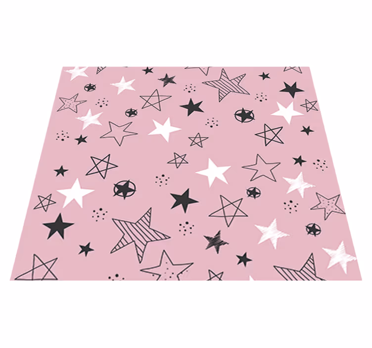 Tappetto vinile stelle motivo rosa e nero - TenStickers