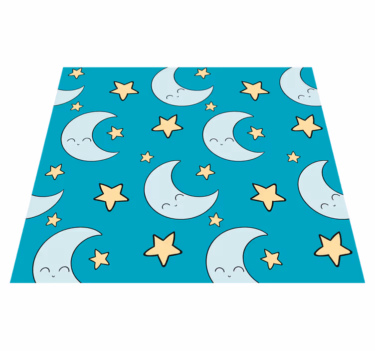 Tappetto vinile stelle lune felici blu - TenStickers