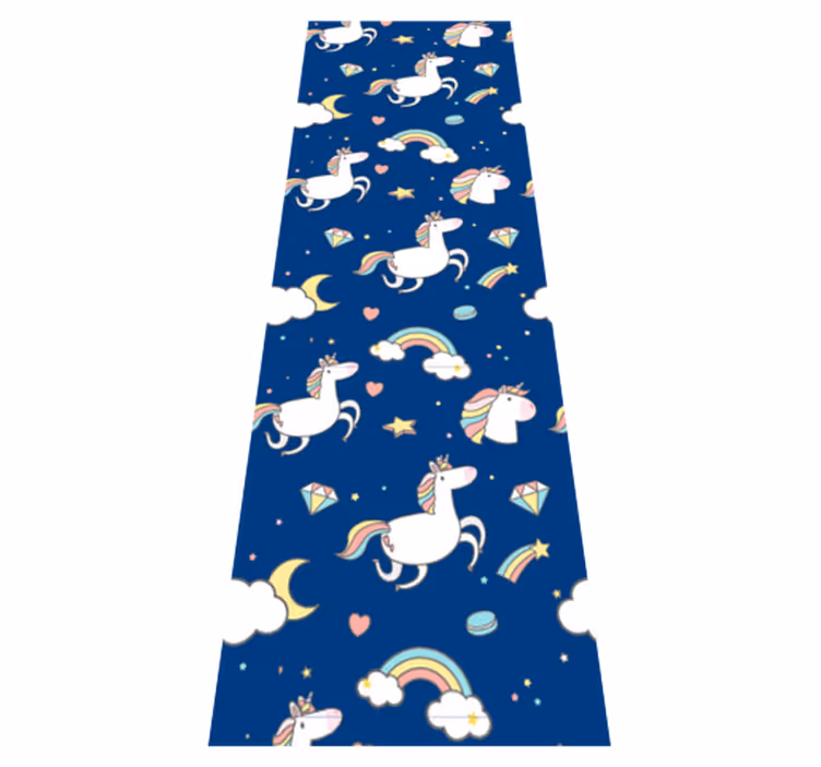 Tappetto vinile stelle unicorni e arcobaleni - TenStickers