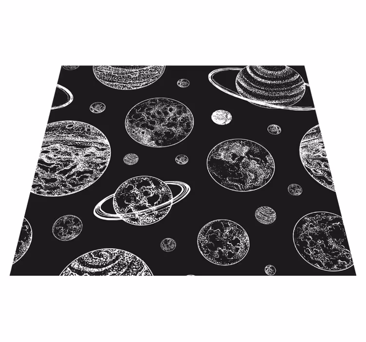 Tappetto vinile stelle spazi in bianco e nero - TenStickers