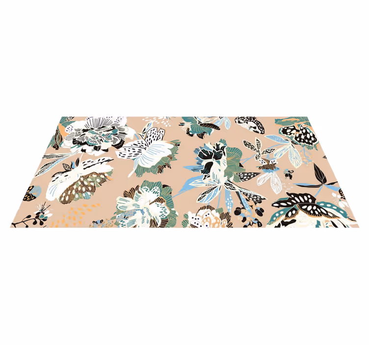 Tappeto in vinile soggiorno fiori beige neutri - TenStickers