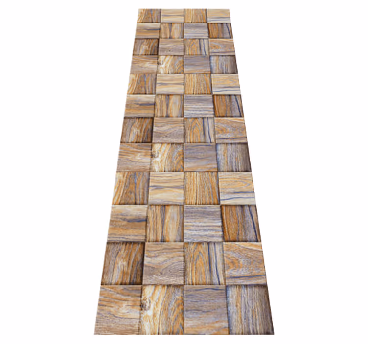 Tappeto vinile geometrico mosaico legno anni '80 - TenStickers