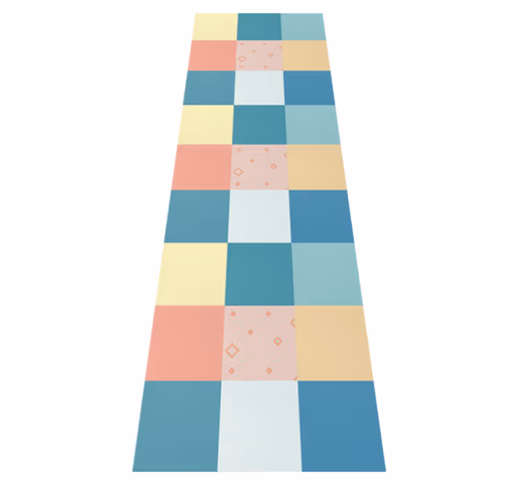 Tappeto vinile geometrico motivo patchwork colorato retro - TenStickers