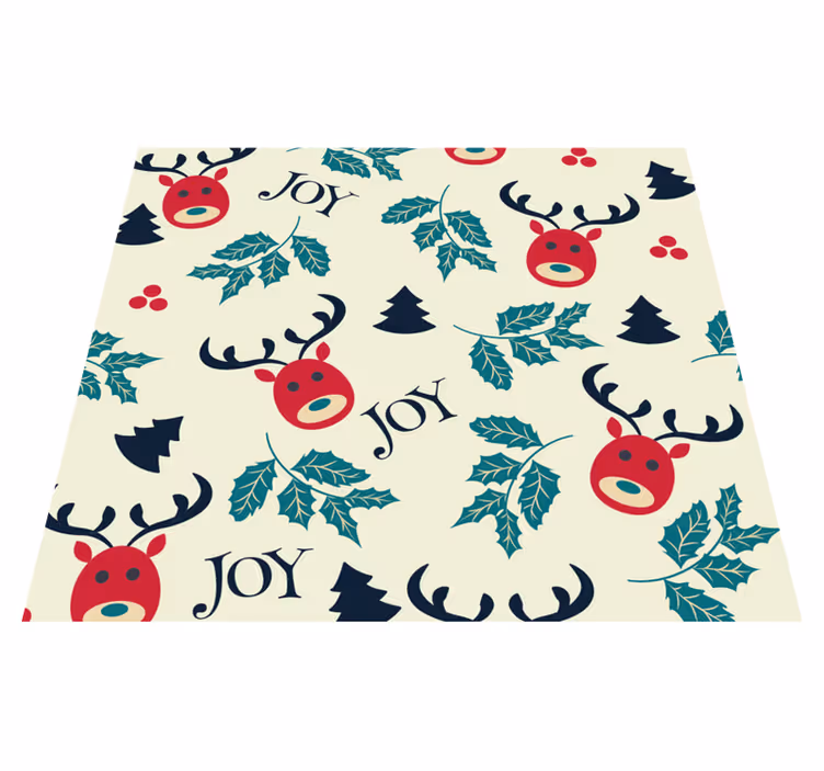 Tappeto vinile natale gioia e renne - TenStickers