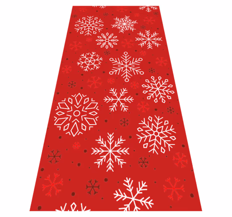 Tappeto vinile natale fiocchi di neve su fondo rosso - TenStickers