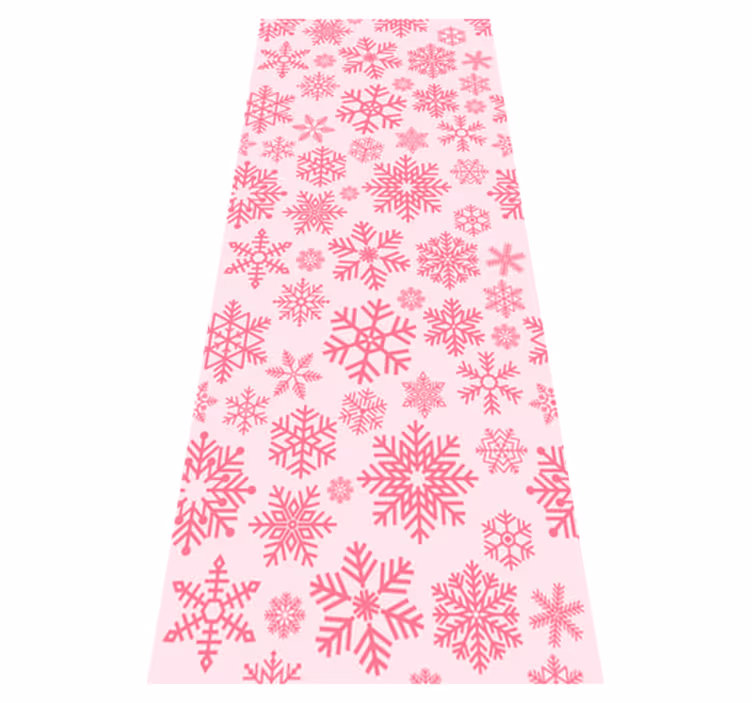 Tappeto vinile natale design fiocchi di neve rosa - TenStickers