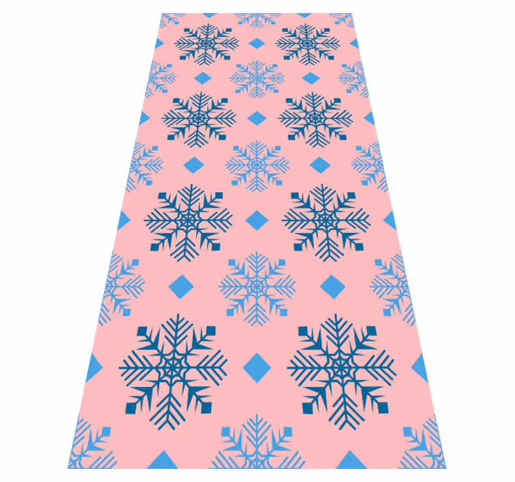 Tappeto vinile natale pattern fiocchi neve rosa e blu - TenStickers