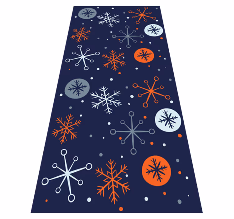Tappeto vinile natale fiocchi di neve blu e arancio - TenStickers