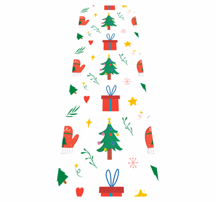 Tappeto vinile natale regali colorati e guanti - TenStickers