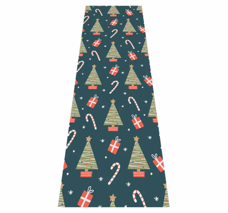 Tappeto vinile natale motivo colorato con alberi e regali - TenStickers