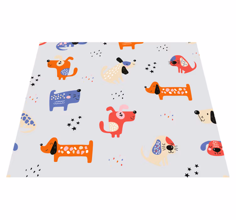Tappeto vinile camera da letto cani illustrati - TenStickers