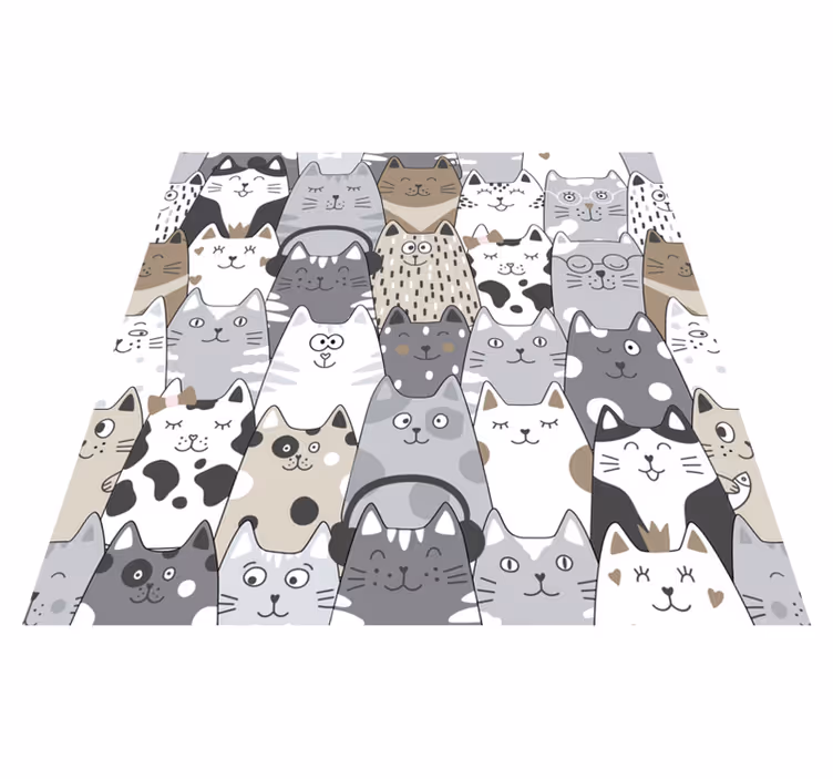 Tappeto vinile camera da letto gatti cartoon - TenStickers