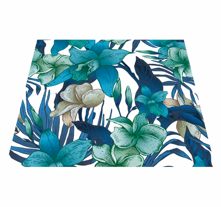 Tappeto vinile camera da letto foglie tropicali blu - TenStickers