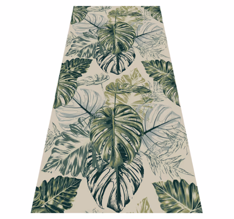 Tappeto vinile camera da letto forme di monstera beige - TenStickers