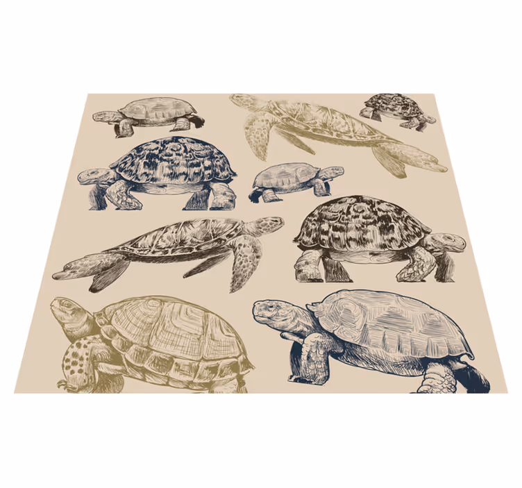 Tappeto vinile camera da letto tartarughe sfondo beige - TenStickers
