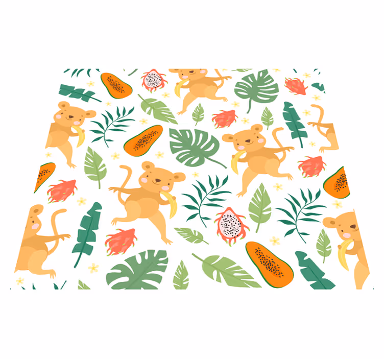 Tappeto vinile camera da letto scimmia tropicale tra rami - TenStickers