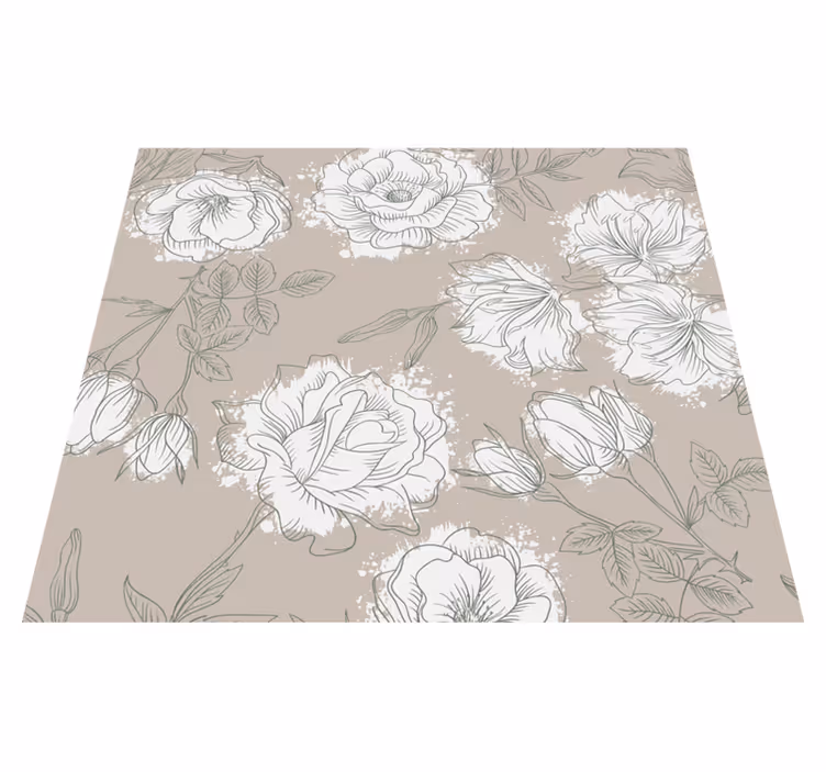 Tappeto vinile camera da letto peonie in stile vintage - TenStickers
