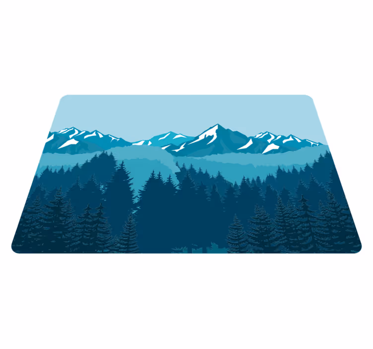 Tappeto vinile natura paesaggio blu e verde - TenStickers