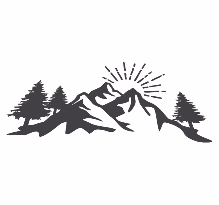 Tappeto vinile natura silhouette montagna sole - TenStickers