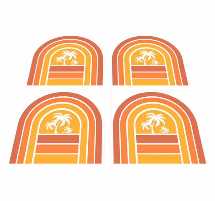 Tappeto vinile natura tramonto retro e palme - TenStickers