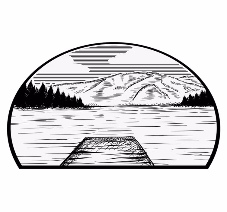 Tappeto vinile natura campeggio lago pino - TenStickers