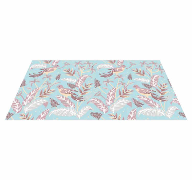 Tappeto vinile natura motivo floreale blu e rosa - TenStickers