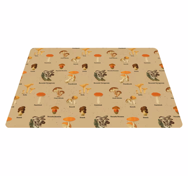 Tappeto vinile natura tipi di funghi vintage - TenStickers