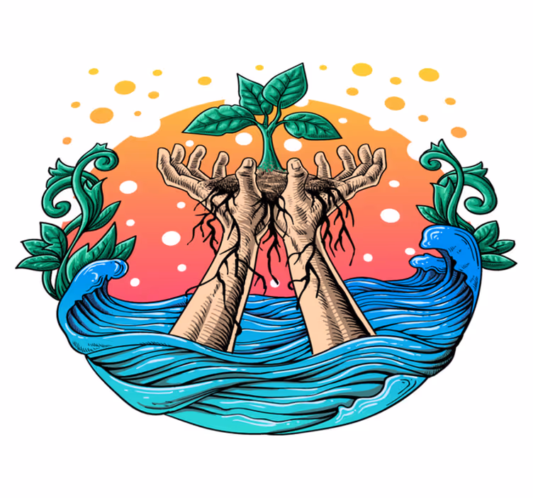 Tappeto vinile natura mani che crescono natura - TenStickers