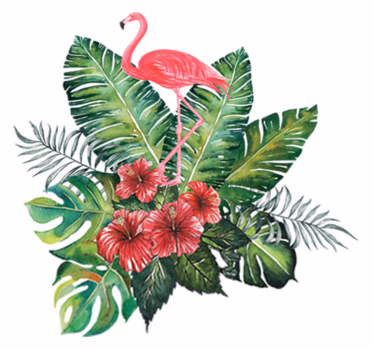 Tappeto vinile fiori grande fenicottero tropicale - TenStickers