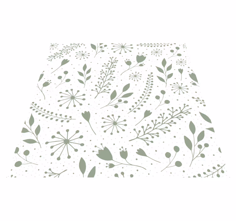 Tappeto vinile fiori foglie verdi e design floreale - TenStickers
