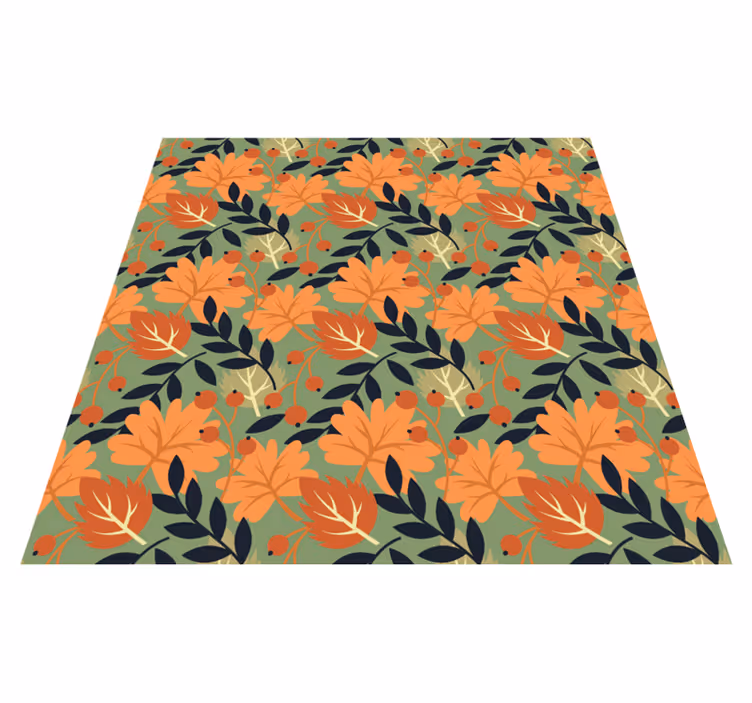 Tappeto vinile fiori design grandi foglie autunnali - TenStickers
