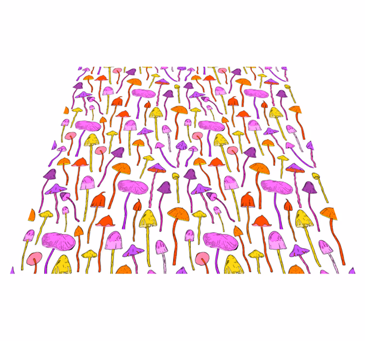 Tappeto vinile fiori motivo funghi allucinogeni - TenStickers