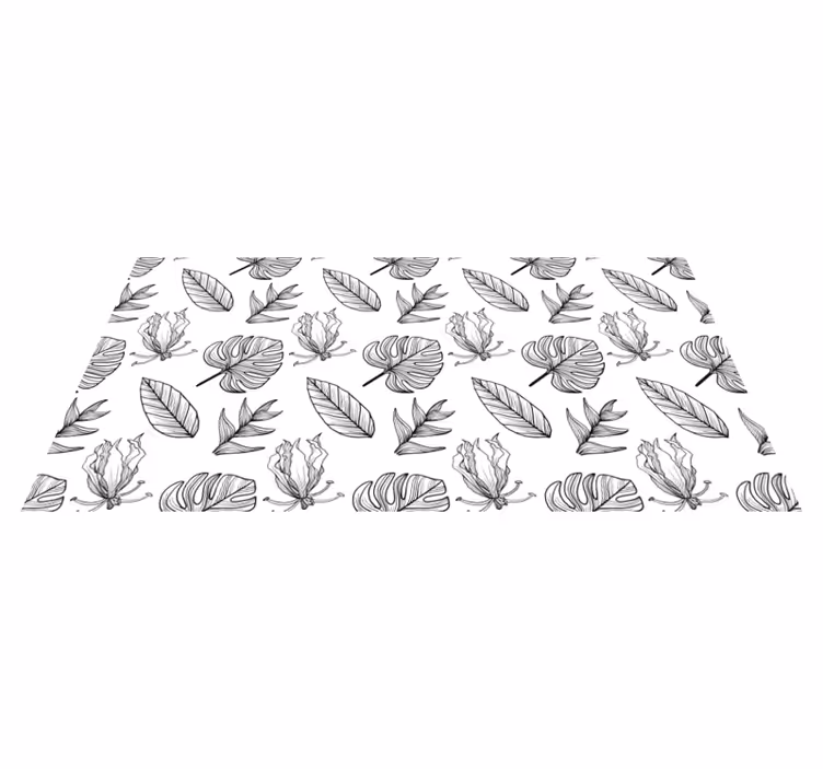 Tappeto vinile fiori foglie tropicali monocolore - TenStickers