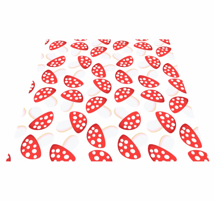 Tappeto vinile fiori funghi classici sfondo bianco - TenStickers