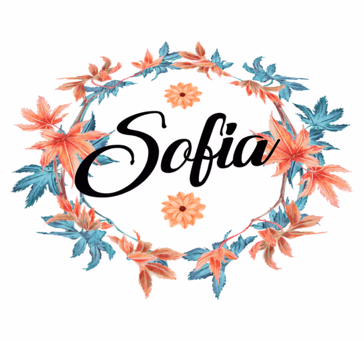 Tappeto vinile fiori corona autunnale con nome - TenStickers